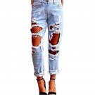 Slim Boyfriend Hole Ripped Jeans for Women Mid Waist Cool Denim Pants Loose Jeans for girl Plus Size