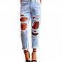 Slim Boyfriend Hole Ripped Jeans for Women Mid Waist Cool Denim Pants Loose Jeans for girl Plus Size