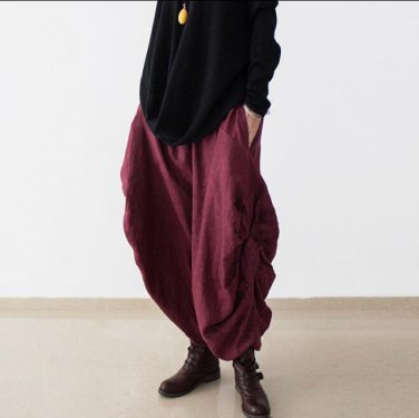 2017 Original design women Loose harem pants fashion casual Loose cotton linen trousers Women Pantal