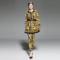 2018 New Spring Summer Round Collar Long Sleeve Flower Printing Blouse + Elastic Waist Trousers + Sk