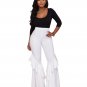 NEW Plus Size Ruffle Trousers Tops+Pants 2 piece suits Solid Flare Boot Cut Pants Set Fashion Women