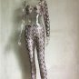 Women Suits Sexy One Shoulder Long Sleeve Snakeskin Print T-shirt Leisure Pencil Trousers Two Piece