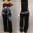 New 2017 Fashion Women Solid Color Lace Up Tube Top Crop Top High Waist Trouser Two Piece Set