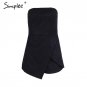 Simplee Strapless leather suede jumpsuit romper Women slim pink winter irregular short playsuit Eleg