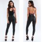 Elegant Summer Floral Embroidery Bodysuit Women Halter Backless Jumpsuit Tops Bodycon Overalls Sexy