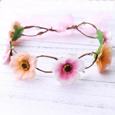 Handmade brided Rose Flower Garland Children Wedding Flower Girls  Headband Hairband Crown Wreath He