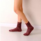 2017 Glitter Socks Women Cotton Shiny Golden Loose Socks Soft Piles  Edge Curl Solid Funny Happy Soc