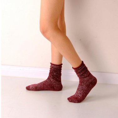 2017 Glitter Socks Women Cotton Shiny Golden Loose Socks Soft Piles  Edge Curl Solid Funny Happy Soc