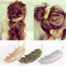 new fashion exquisite hair pins for girl leaf shape alloy shiny golden silver nice hair clip headdre