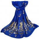 2017 Womens Luxury Chiffon Scarf Elegant Golden Peacock Veil Scarves Shawl Stole Soft Long Wraps Sca