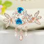 Luxury plating Golden hollow Hair claw Clips Flowers Crystal Crab claw hairpins Pendant with claw cl