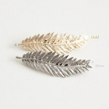 Golden Black Metallic Feather Barrettes Fashion Headwear  Women Hair Clips and Pins Hair Accessories