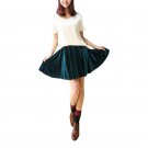 Woman Golden Velvet Pleated Skirt Ladies Vintage Black Bottoms High Waist Short Skirts Five Color