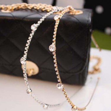 Shiny Crystal Rhinestone Thin Metallic Hairbands Golden Silver Headbands Headwear  Women