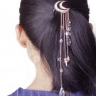Hot Sale Golden Silvery Crystal Moon Tassels Long Women Fashion Charming Hair Clip Hair Accessories