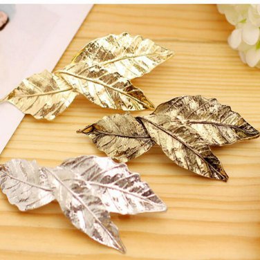 3 Patterns Golden Silver Metallic Leaf Hair Clips Barrettes Girls Women Fashion Hair Jewelry
