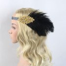 Women Ladies Indian Feather Headband Elastic Rhinestone Headpiece Headwear Hair Decoration for Part 