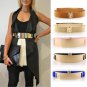 Elastic Mirror Golden Metal Waist Belt Metallic Bling Plate Wide Band For Women Ladies Accessories