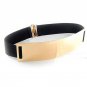 Elastic Mirror Golden Metal Waist Belt Metallic Bling Plate Wide Band For Women Ladies Accessories