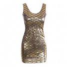 E148 Mermaid Fashion Dress   golden Sexy Wrapped Dress Slim Summer Sleeveless Dress For