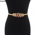 New Luxury Golden Olive Leaves Belt for Women Metal Elastic Waist Chain Belts Wedding Dresses Design