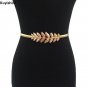 New Luxury Golden Olive Leaves Belt for Women Metal Elastic Waist Chain Belts Wedding Dresses Design