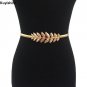 New Luxury Golden Olive Leaves Belt for Women Metal Elastic Waist Chain Belts Wedding Dresses Design