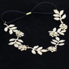 New Golden Metallic Leaf Rose Flower Linked Fancy Crystal Headbands Hairbands Women Headwear Hair Ac