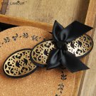 Princess gothic Lolita hair accessory Black bow royal bangs golden lace gentlewomen hairpin handmade