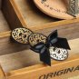 Princess gothic Lolita hair accessory Black bow royal bangs golden lace gentlewomen hairpin handmade