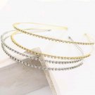 Small Shiny Crystal Thin Double Metallic Hairbands Headbands Golden Silver Headwear  Women
