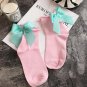 Summer Funny Gold Silver Wire After The Heel Ribbon Big Bow Short Socks Wild Chaussette Female Herri