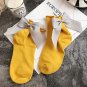 Summer Funny Gold Silver Wire After The Heel Ribbon Big Bow Short Socks Wild Chaussette Female Herri