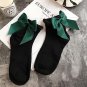 Summer Funny Gold Silver Wire After The Heel Ribbon Big Bow Short Socks Wild Chaussette Female Herri