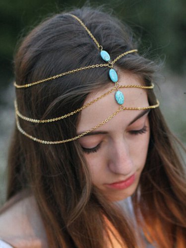Multilayer Hair Accessories Golden Layer Chain Stone Headband Hair Band For Women Crown Accessoires 