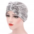 Punk Fashion Silver Color Sequin Women Warp Headwear Headwrap African Head wrap Twist Hair Band Blac