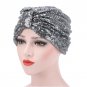 Punk Fashion Silver Color Sequin Women Warp Headwear Headwrap African Head wrap Twist Hair Band Blac
