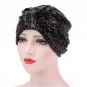 Punk Fashion Silver Color Sequin Women Warp Headwear Headwrap African Head wrap Twist Hair Band Blac