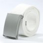 Herren Damen Waist Belt Silver Metal Buckle Canvas Waistband Strap