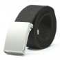 Herren Damen Waist Belt Silver Metal Buckle Canvas Waistband Strap