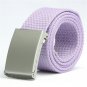 Herren Damen Waist Belt Silver Metal Buckle Canvas Waistband Strap