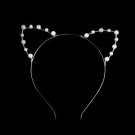 Sexy Cat Animal Ears Girl Head Band Silver/Golden Beaded Pearl Rhinestones Fashion Hair Band