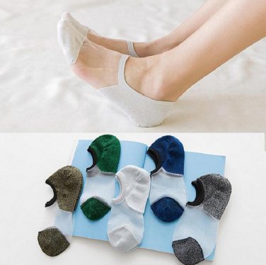 socks ship ankle cystal silk thin glitter slivery golden for lady girl women female 20-24.5cm free s