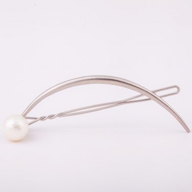 Simple Style Crescent Golden Silver Metallic Hair Clips and Pins Scrub Simulated Pearl Fashion Barre