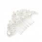 1pcs Silver Rhinestone Flower Hair Comb Clip Jewelry Pearls For Bridal Wedding party Headwear