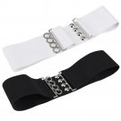1 pcs Elegant Women Lady Girls Black Silver Buckle White  Wide Stretch Elastic Corset Waist Belts Wa
