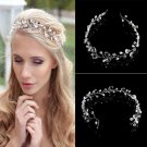 Vintage Faux Crystal Pearl Tiara Drop Bridal Headband Wedding Hair Accessories silver gold colors