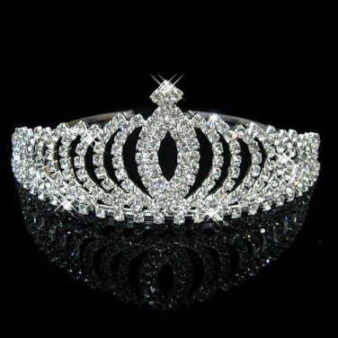 Hot Diadem Silver Bride Bridesmaid Shining Rhinestone Crown Headband Tiara Wedding
