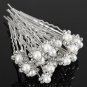 20Pcs Wedding Bridal Faux Pearl Rhinestone Flower Hair Stick Pins Clips Silver Color Jewelry