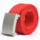 Women Waist Belt Casual Silver Metal Buckle Canvas Waistband Strap Belt for Men